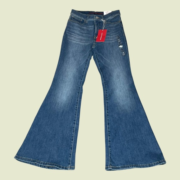NEW Lucky Brand Stevie High Rise Bell Flare Jeans Blue Wash Stretch Womens 6/28R